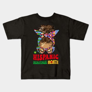 Groovy Hispanic Heritage Month Latino Countries Black Women Kids T-Shirt